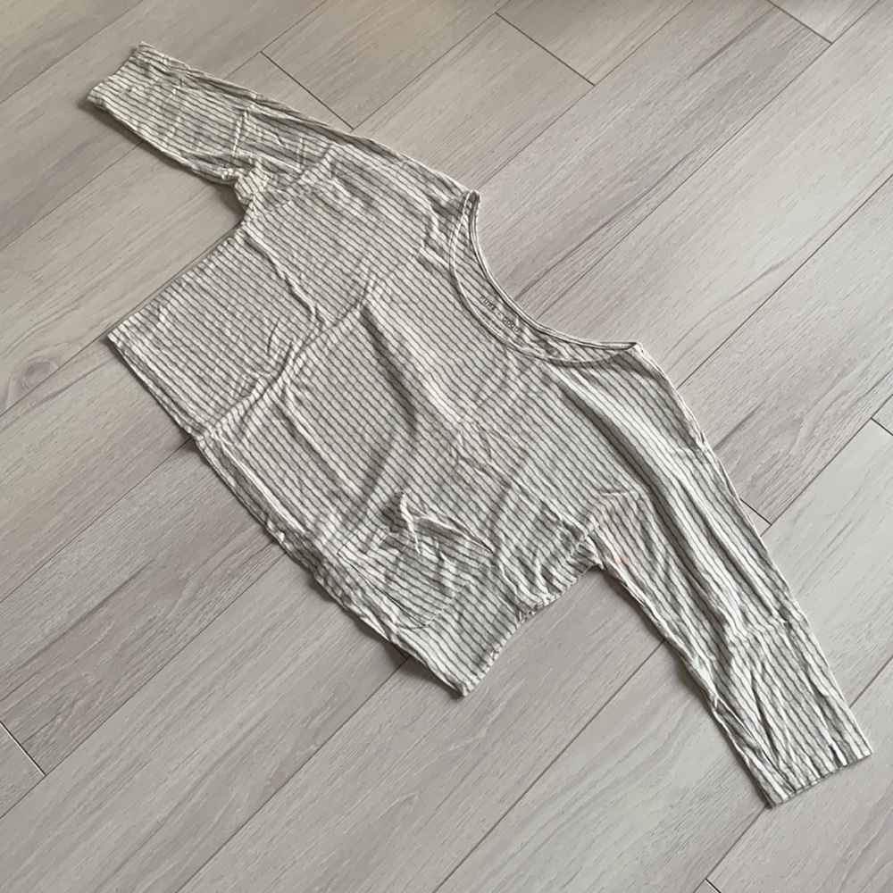 Anthropologie Cropped T-shirt in Striped Grey/White